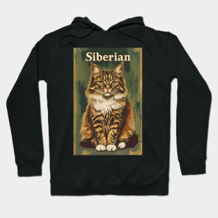 Siberian Cat Artistic Vintage Print Hoodie
